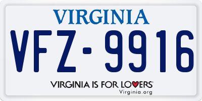 VA license plate VFZ9916