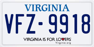 VA license plate VFZ9918