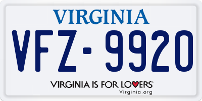 VA license plate VFZ9920