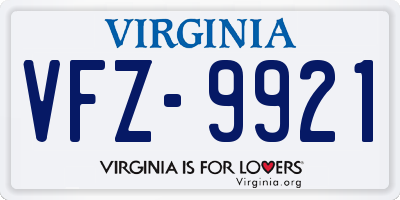 VA license plate VFZ9921