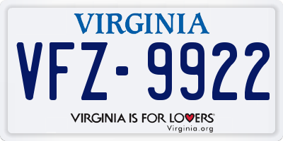VA license plate VFZ9922