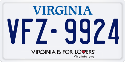 VA license plate VFZ9924