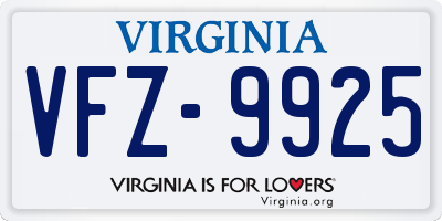 VA license plate VFZ9925