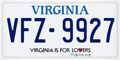 VA license plate VFZ9927