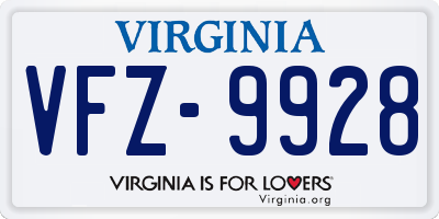 VA license plate VFZ9928