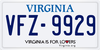 VA license plate VFZ9929