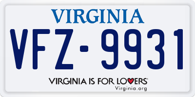 VA license plate VFZ9931