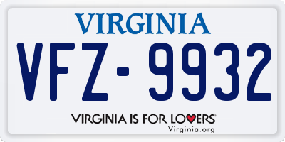 VA license plate VFZ9932