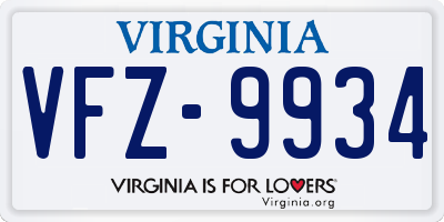 VA license plate VFZ9934