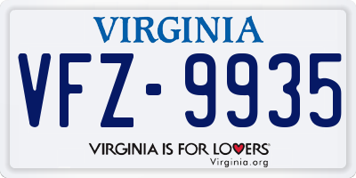 VA license plate VFZ9935