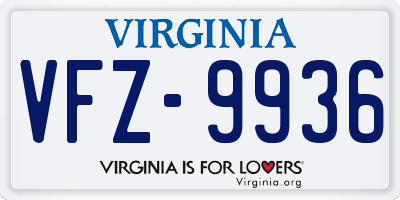 VA license plate VFZ9936