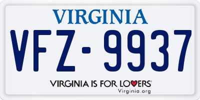 VA license plate VFZ9937