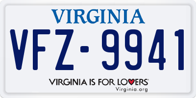 VA license plate VFZ9941