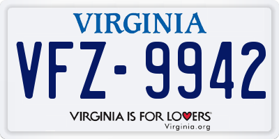 VA license plate VFZ9942