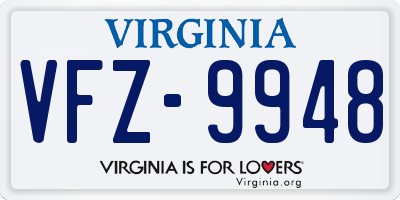 VA license plate VFZ9948