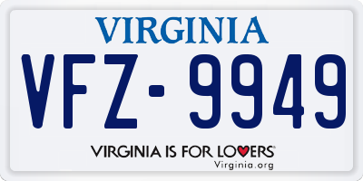 VA license plate VFZ9949