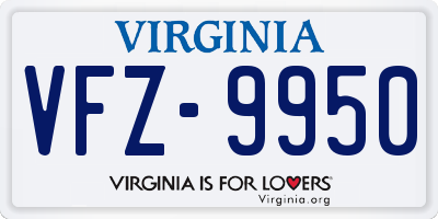 VA license plate VFZ9950