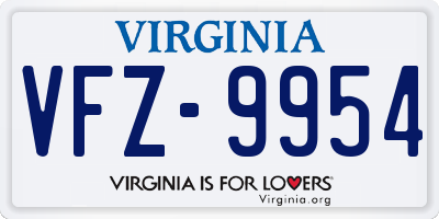 VA license plate VFZ9954