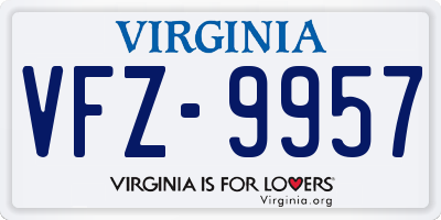 VA license plate VFZ9957