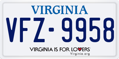 VA license plate VFZ9958