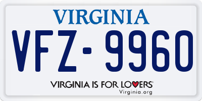 VA license plate VFZ9960