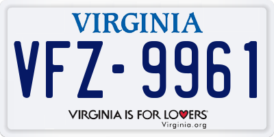 VA license plate VFZ9961
