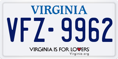 VA license plate VFZ9962