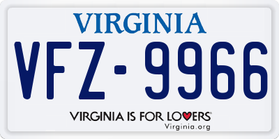 VA license plate VFZ9966