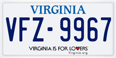 VA license plate VFZ9967