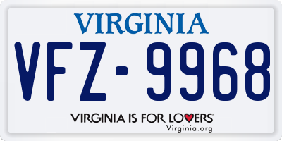 VA license plate VFZ9968