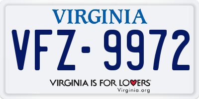 VA license plate VFZ9972