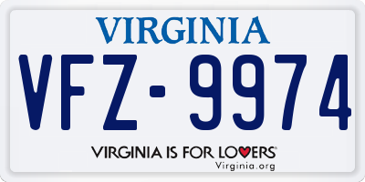 VA license plate VFZ9974