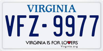 VA license plate VFZ9977