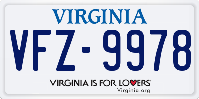VA license plate VFZ9978