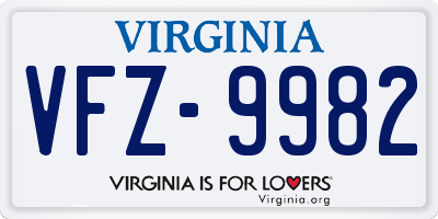 VA license plate VFZ9982