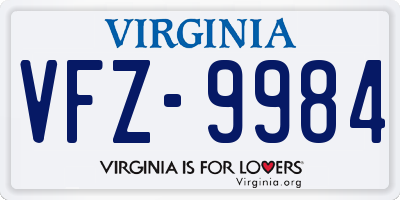 VA license plate VFZ9984