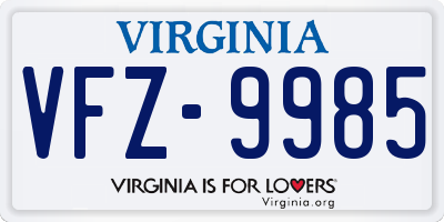 VA license plate VFZ9985
