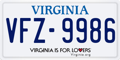 VA license plate VFZ9986
