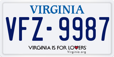VA license plate VFZ9987