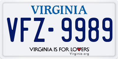 VA license plate VFZ9989