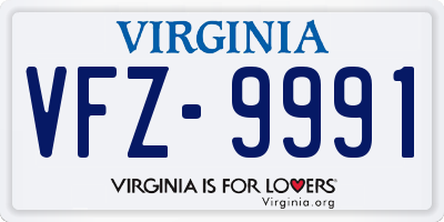 VA license plate VFZ9991