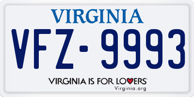 VA license plate VFZ9993