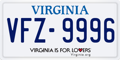 VA license plate VFZ9996