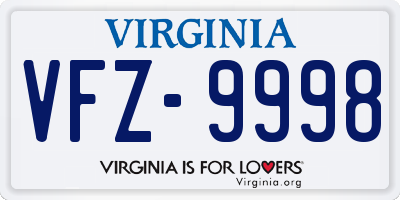 VA license plate VFZ9998