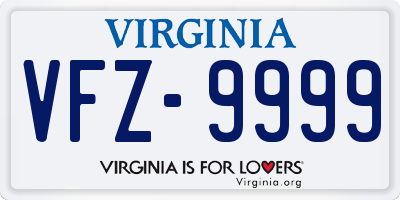 VA license plate VFZ9999