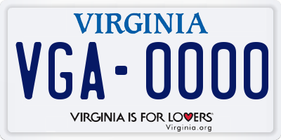 VA license plate VGA0000