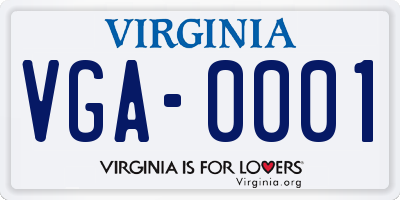 VA license plate VGA0001
