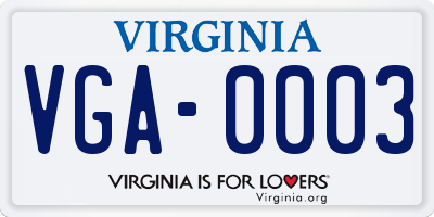 VA license plate VGA0003
