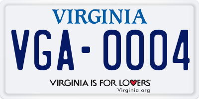 VA license plate VGA0004