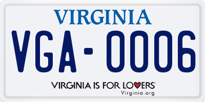 VA license plate VGA0006